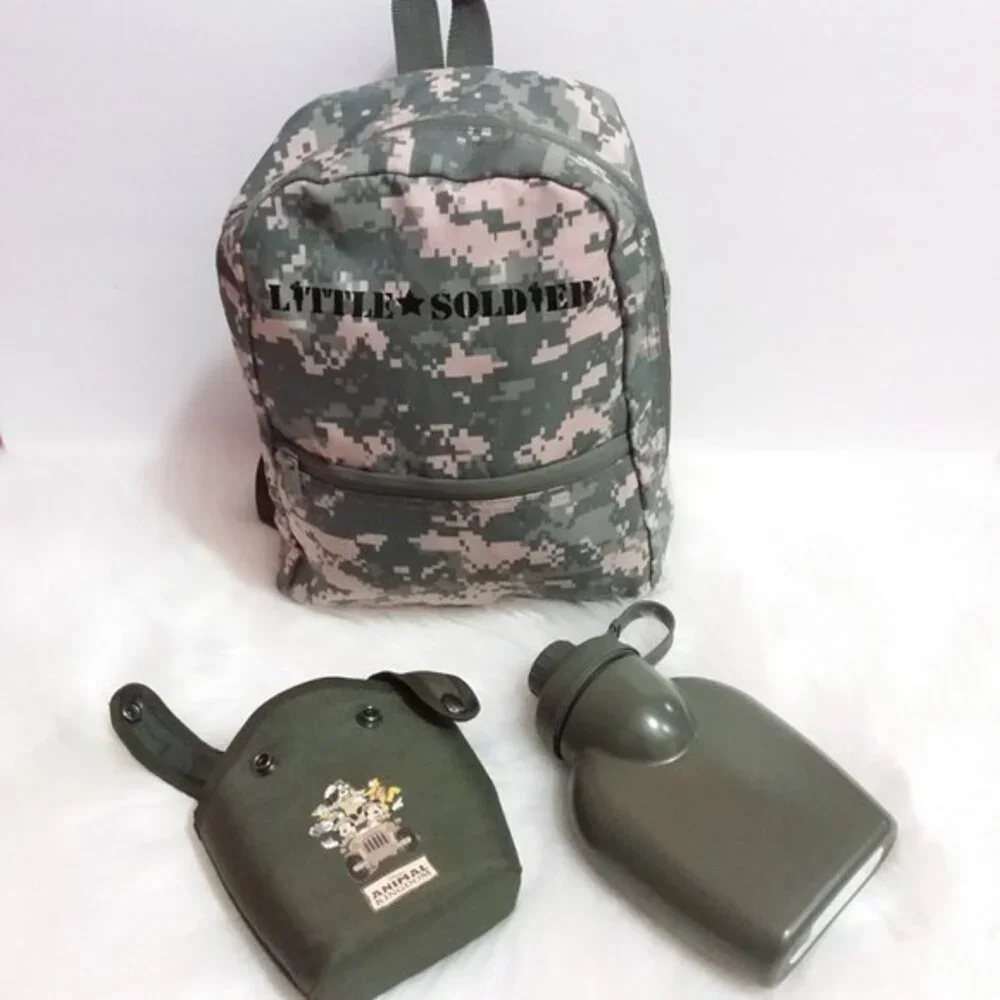 Disney Green Canteen & Kids Camouflage Backpack
